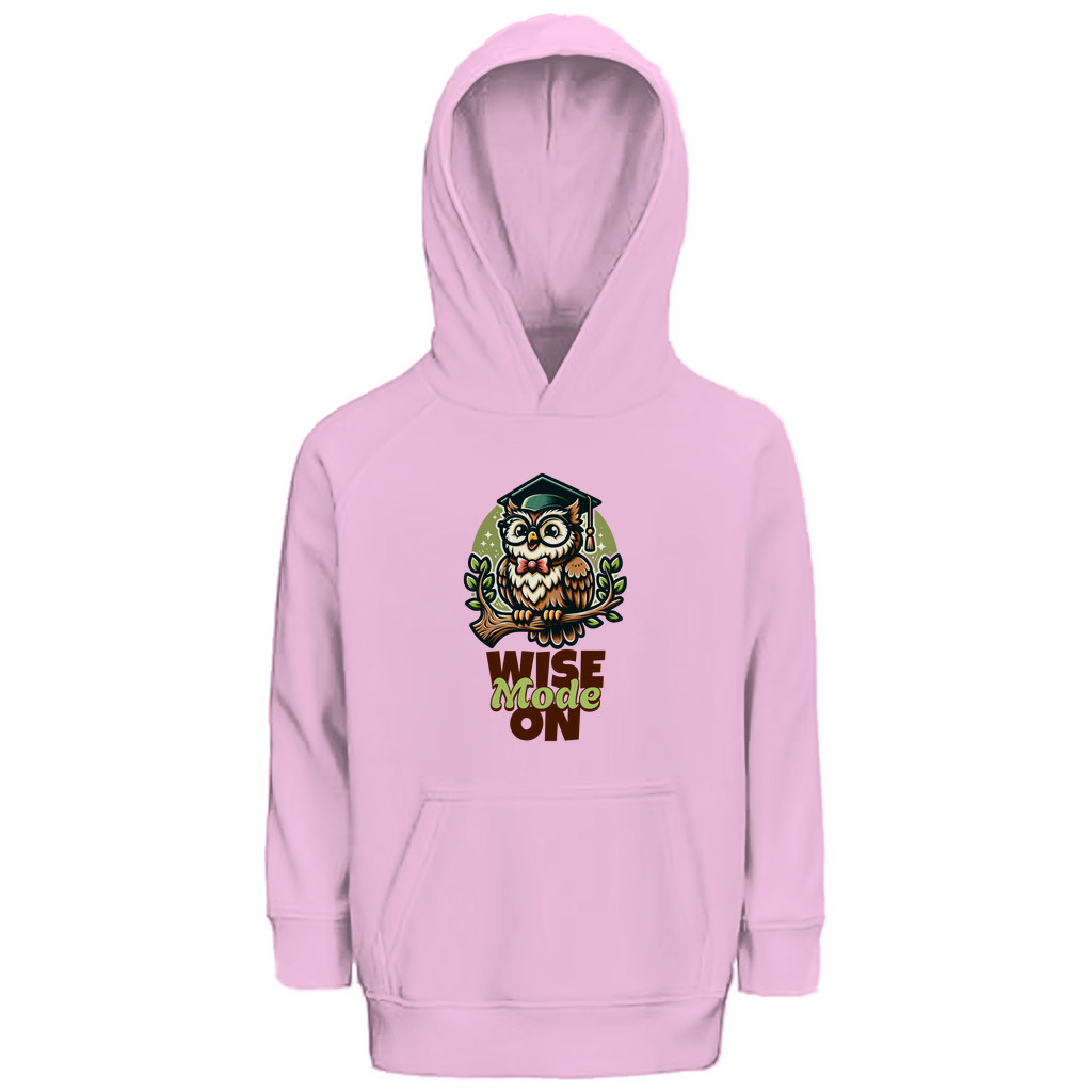 Kinder Premium Bio Hoodie Wise Mode on in Pale Pink – Kinder T-Shirt