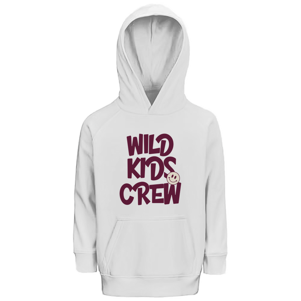 Kinder Premium Bio Hoodie Wild Kids Crew in White – Kinder T-Shirt