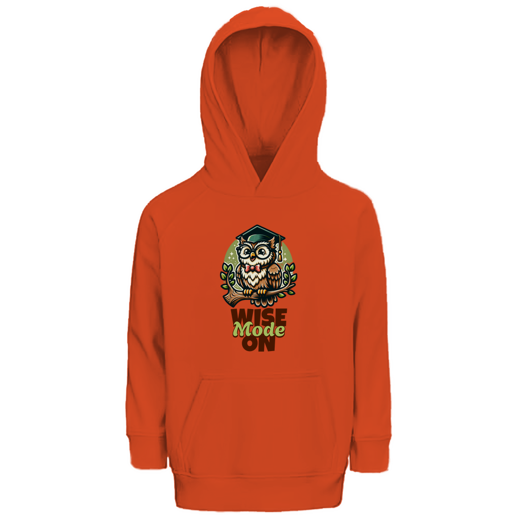 Kinder Premium Bio Hoodie Wise Mode on in Burnt Orange – Kinder T-Shirt