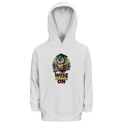 Kinder Premium Bio Hoodie Wise Mode on in White – Kinder T-Shirt