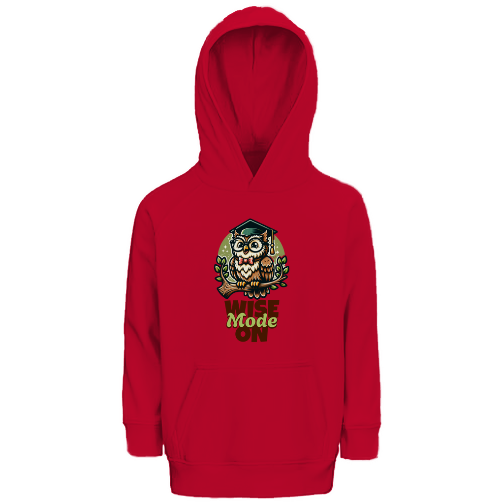 Kinder Premium Bio Hoodie Wise Mode on in Red – Kinder T-Shirt